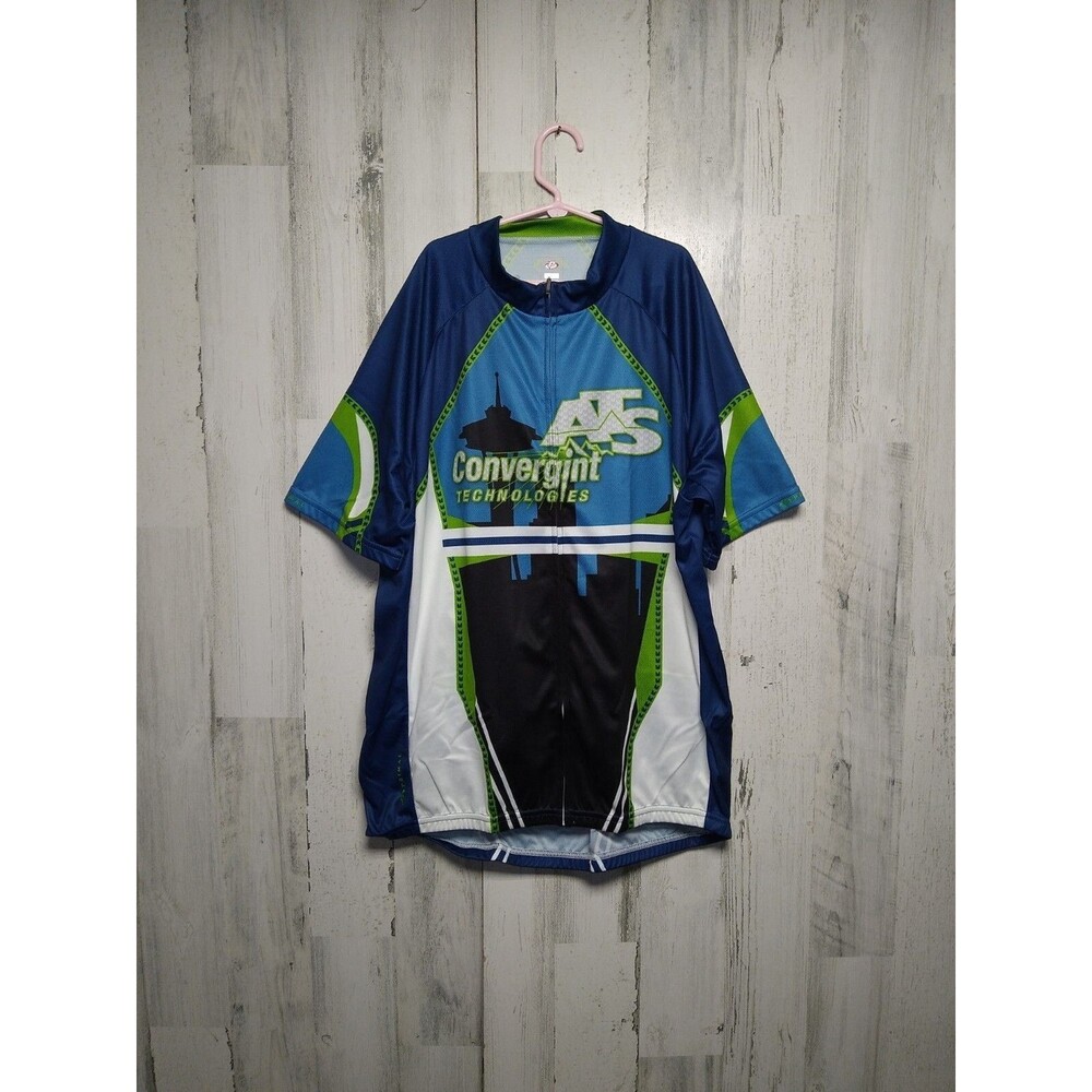 Primal Men's Sport Cut Raglan Short Sleeve X-Large Cycling Jersey Green Blue